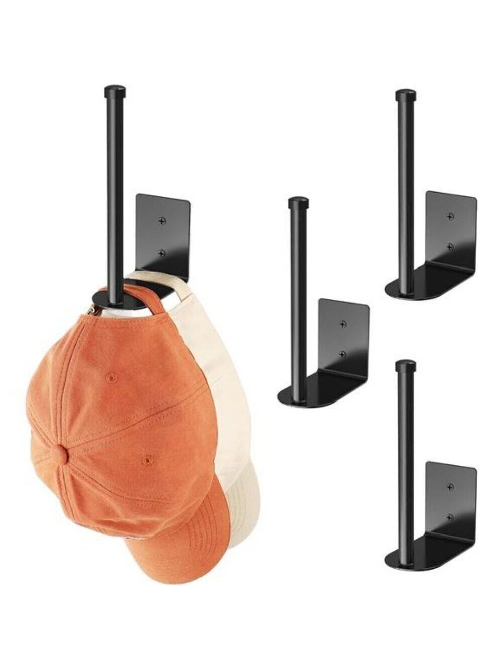 Wall Mounted Hat Organizer Rack Set Baseball Cap Holder Hooks Closet Storage